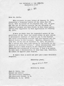 Letter from William E. Simon to Mr. Davis