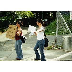 Protesters at a demonstration for workers' rights