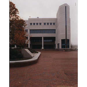 Entrance of Snell Library and courtyard