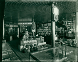 Interior view of the C.W. Watts Store, Shrewsbury, Mass., undated