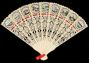 Fan: folding fan with Cape Cod image insets
