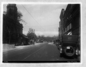 Boylston Street, Arlington Street Church, parked cars, Boston, Mass., May 28, 1920