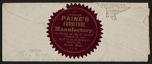 Price list and envelope for Paine's Furniture Manufactory, Nos. 48 Canal & 141 Friend Streets, Boston, Mass., undated
