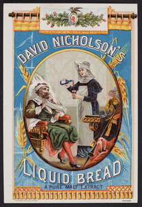 Trade card for David Nicholson's Liquid Bread, David Nicholson, St. Louis, Missouri and P.O. Box 961, New York, New York, 1885
