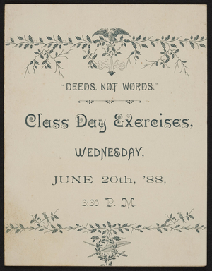 Class day exercises, location unknown, June 20, 1888