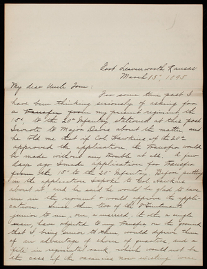 Henry Hunt to Thomas Lincoln Casey, March 15, 1895