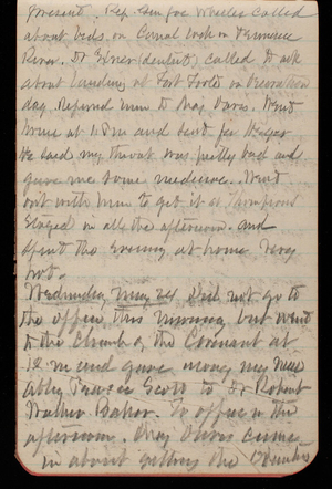 Thomas Lincoln Casey Notebook, May 1893-August 1893, 16, present. Rep Wheeler called
