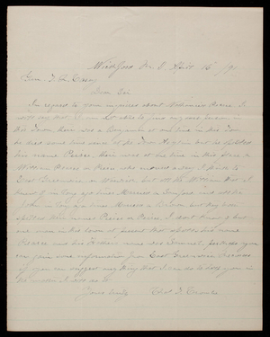 Charles Crombe to Thomas Lincoln Casey, April 16, 1891