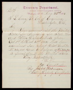 [William] Lawrence to Thomas Lincoln Casey, August 23, 1883