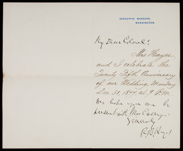 Rutherford B. Hayes to Thomas Lincoln Casey, December 27, 1877
