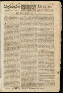 The Massachusetts Gazette, and the Boston Post-Boy and Advertiser, 9 December 1771