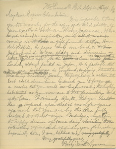 Letter from Benjamin Smith Lyman to Basil Hall Chamberlain