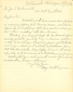 Letter from Benjamin Smith Lyman to James S. de Benneville