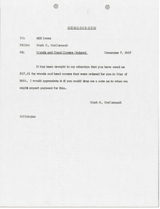 Memorandum from Mark H. McCormack to Bill Jones