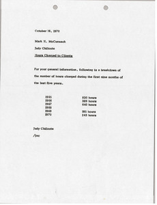 Memorandum from Judy Chilcote to Mark H. McCormack