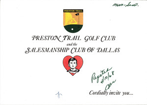 Invitation for Byron Nelson Testimonial Dinner