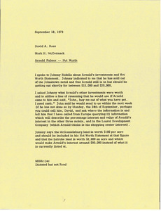 Memorandum from Mark H. McCormack to David A. Rees