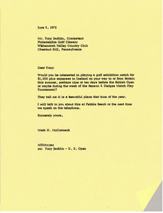 Letter from Mark H. McCormack to Tony Jacklin