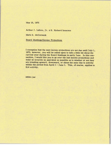 Memorandum from Mark H. McCormack to Arthur J. Lafave and H. Richard Isaacson