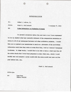 Memorandum from Mark H. McCormack to Arthur J. Lafave