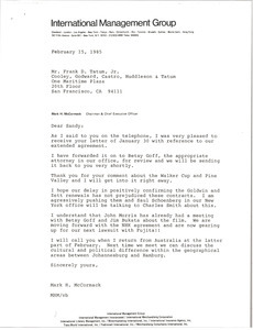 Letter from Mark H. McCormack to Frank D. Tatum Jr.