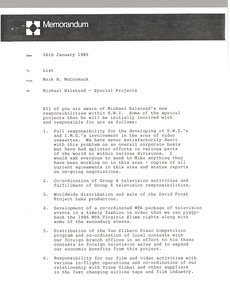 Memorandum from Mark H. McCormack to list