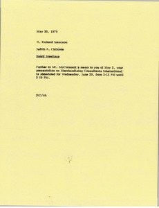 Memorandum from Judy A. Chilcote to H. Richard Isaacson