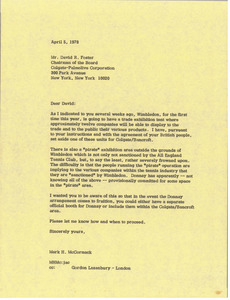 Letter from Mark H. McCormack to David R. Foster