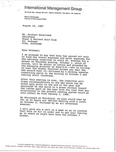 Letter from Mark H. McCormack to Michael Bonallack