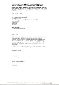 Letter from Mark H. McCormack to Christohper J. Gorringe