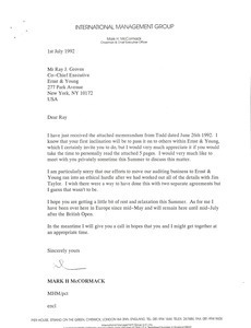 Letter from Mark H. McCormack to Ray J. Groves