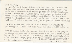 Letter from Chude Pamela Parker Allen to Gloria Xifaras Clark
