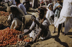 Weighing potatoes in the market in Ranchi