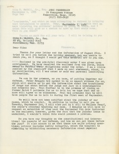 Letter from Judi Chamberlin to Olin R. McGill