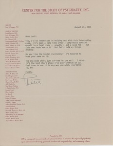 Letter from Peter R. Breggin to Judi Chamberlin