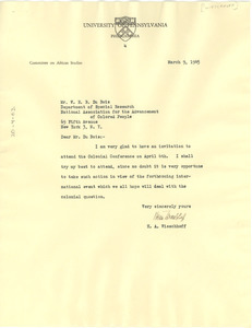 Letter from H. A. Wieschhoff to W. E. B. Du Bois