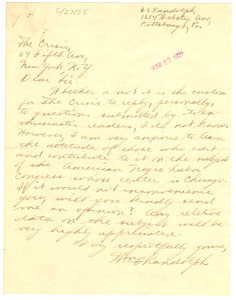 Letter from William S. Randolph to Crisis