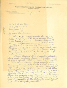 Letter from Louise A. Thompson to W. E. B. Du Bois