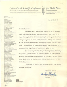 Letter from National Council of the Arts, Sciences and Professions to W. E. B. Du Bois