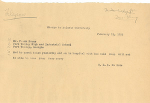 Telegram from W. E. B. Du Bois to Frank Horne - Digital Commonwealth
