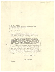 Letter from W. E. B. Du Bois to E. M. Martin