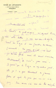 Letter from Foyer De L'Etudiante to Marthe Sturm