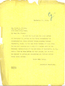 Letter from National Association for the Advancement of Colored People to Clyde L. Thomas