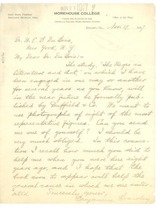 Letter from Benjamin Brawley to W.E.B. Du Bois