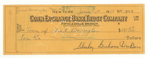 Check from Shirley Graham Du Bois to Town of Great Barrington