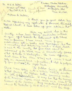Letter from Reuben Udokuri to W. E. B. Du Bois