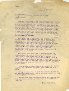 Letter from W. E. B. Du Bois to Primier of France