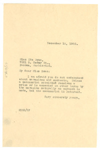 Letter from W. E. B. Du Bois to Ida Swan