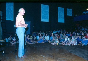 Peter Caddy giving lecture at the Theater