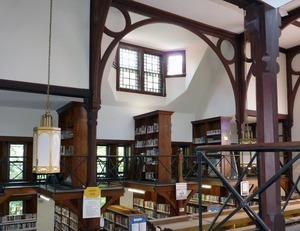 Clapp Memorial Library: interior view from the balcony